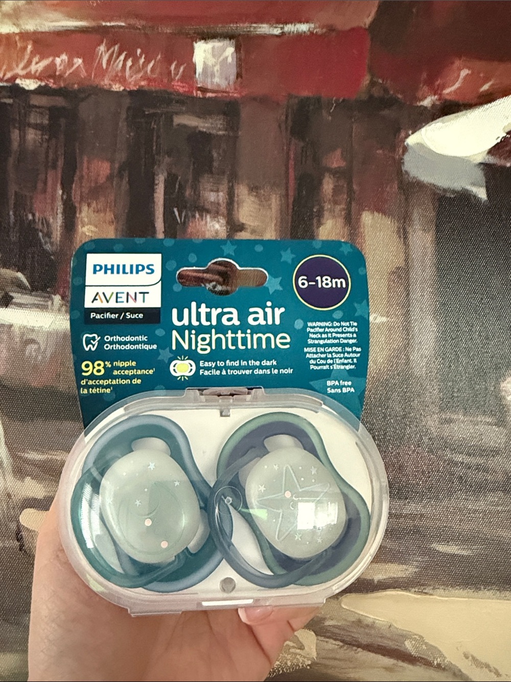 Ultra Air Nighttime Pacifiers - Teal/Light Blue (6-18m)